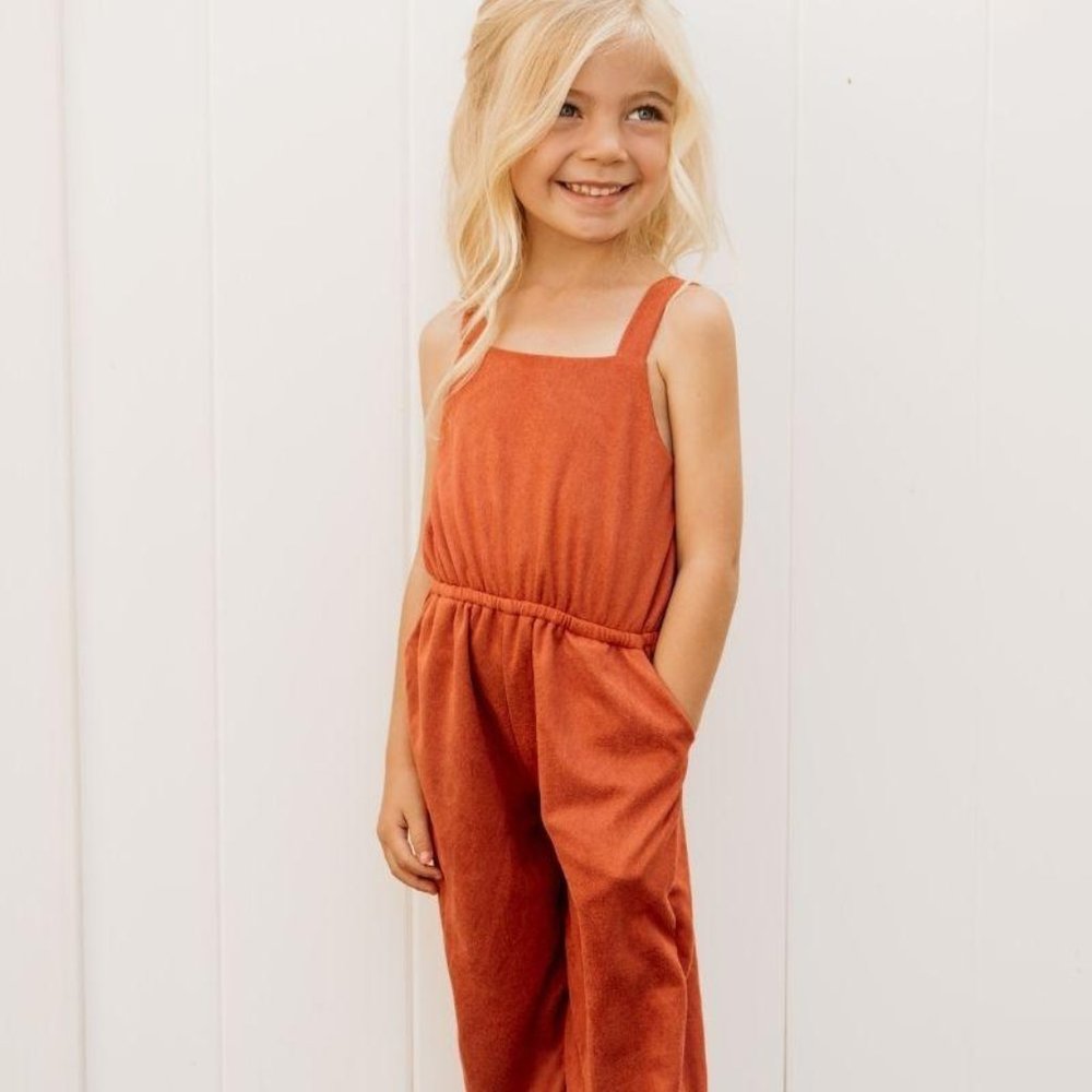 NWT - Girls Button Back Suede Jumpsuit